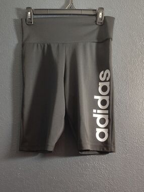 adidas Black Bike Aeroready Shorts with White Vertical Logo